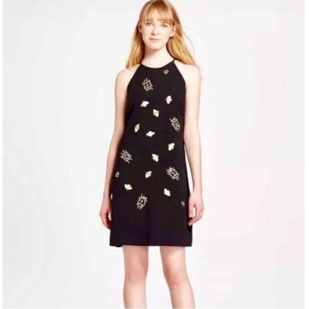 Victoria Beckham Black Dress with Gold Accents